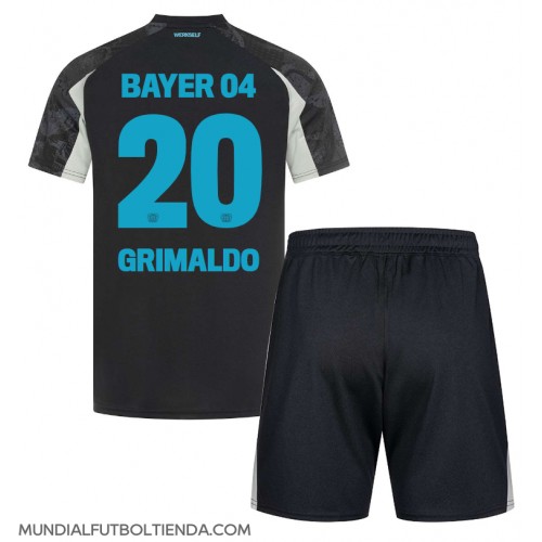 Camiseta Bayer Leverkusen Alejandro Grimaldo #20 Tercera Equipación Replica 2024-25 para niños mangas cortas (+ Pantalones cortos)